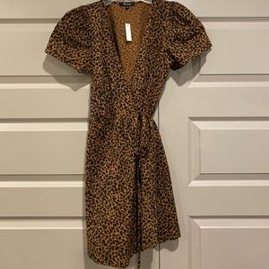 Madewell Fall Cheetah Tie Dress NEVER WORN
